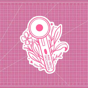 Pink Rotary Cutter - Mad About Patchwork Sticker