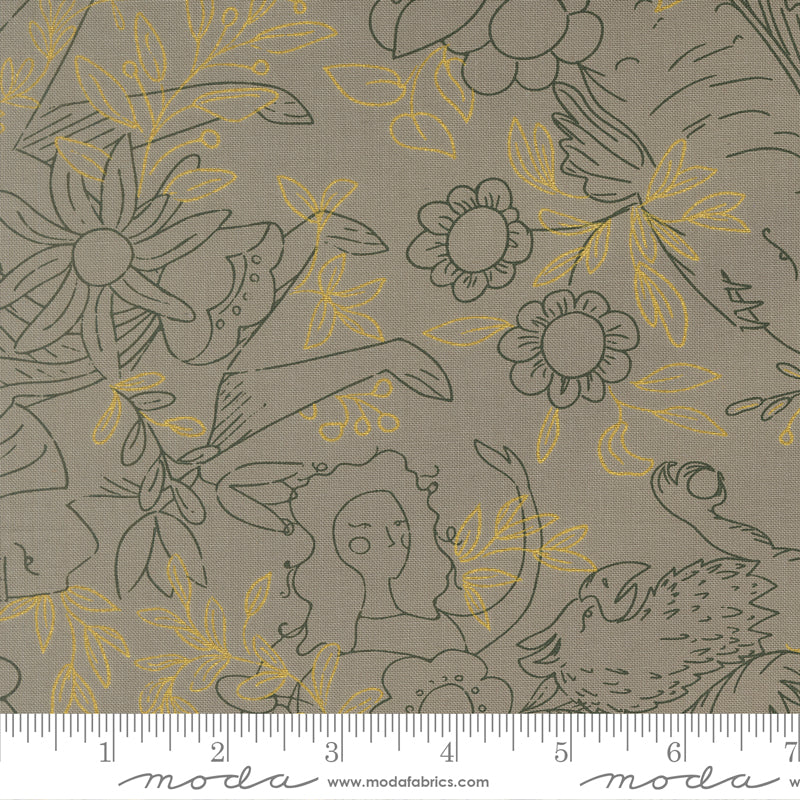Sunlit Ruins in Metallic Silver from Sunlit Ruins by Jessica Rose for Moda Fabrics