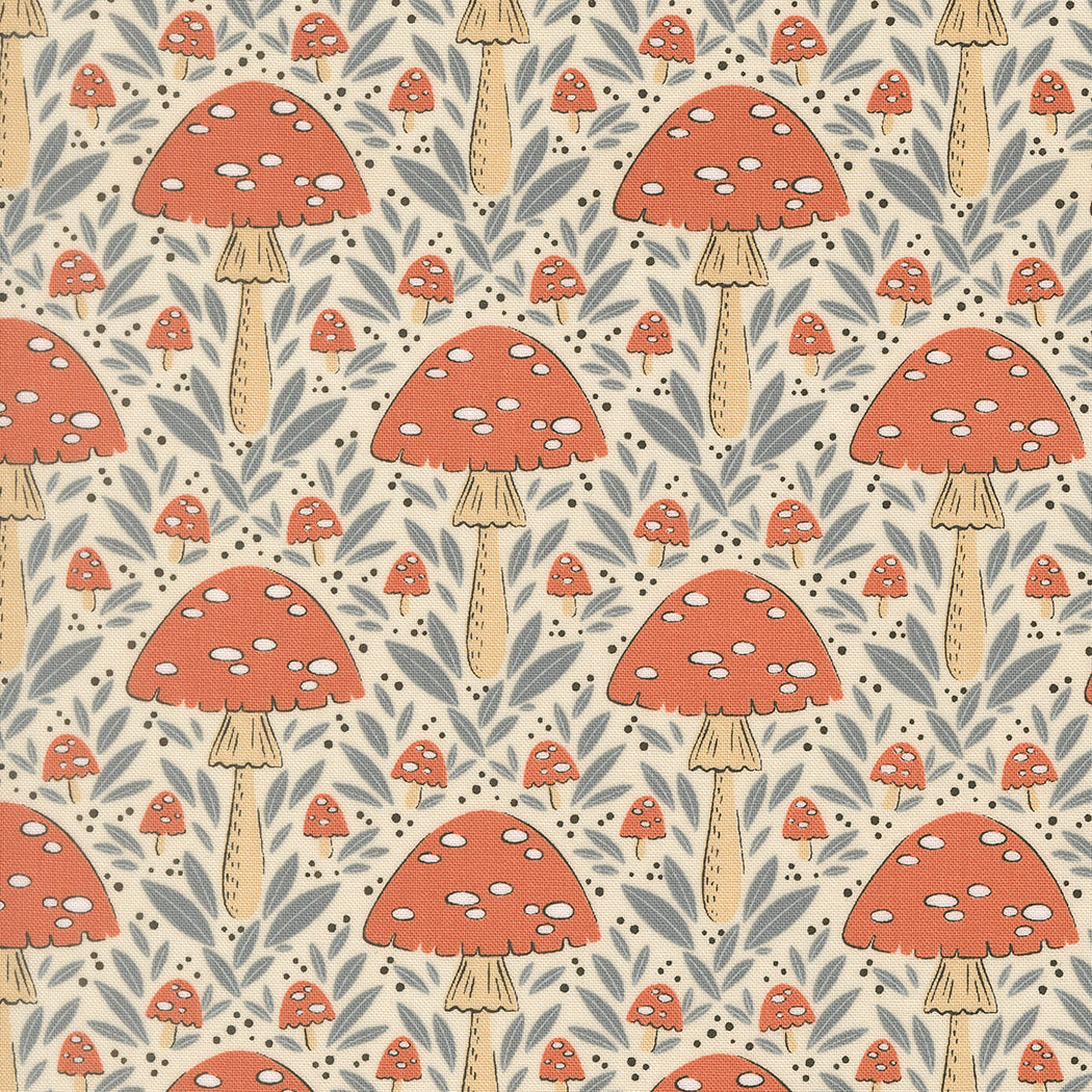 Shroombrellas in Pearl from Nature's Sketchbook by Elena Amo for Moda Fabrics, Designer Fabric