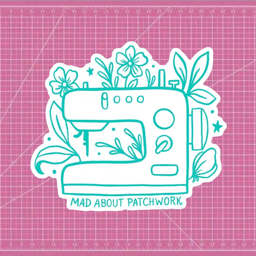 Teal Sewing Machine - Mad About Patchwork Sticker