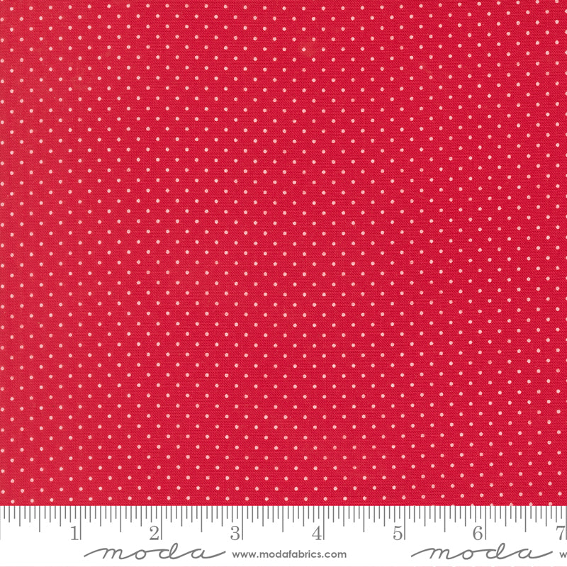 Pin Dot in Christmas Red from Merrily On High by Sweetfire Road for Moda Fabrics, Designer Fabric