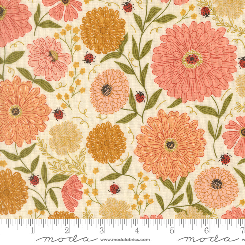 Ladies in Waiting in Eggshell Metallic from Ladybug Whimsy by Gingiber for Moda, Designer Fabric