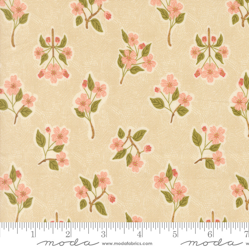 Pocketful of Posies in Natural Metallic from Ladybug Whimsy by Gingiber for Moda, Designer Fabric