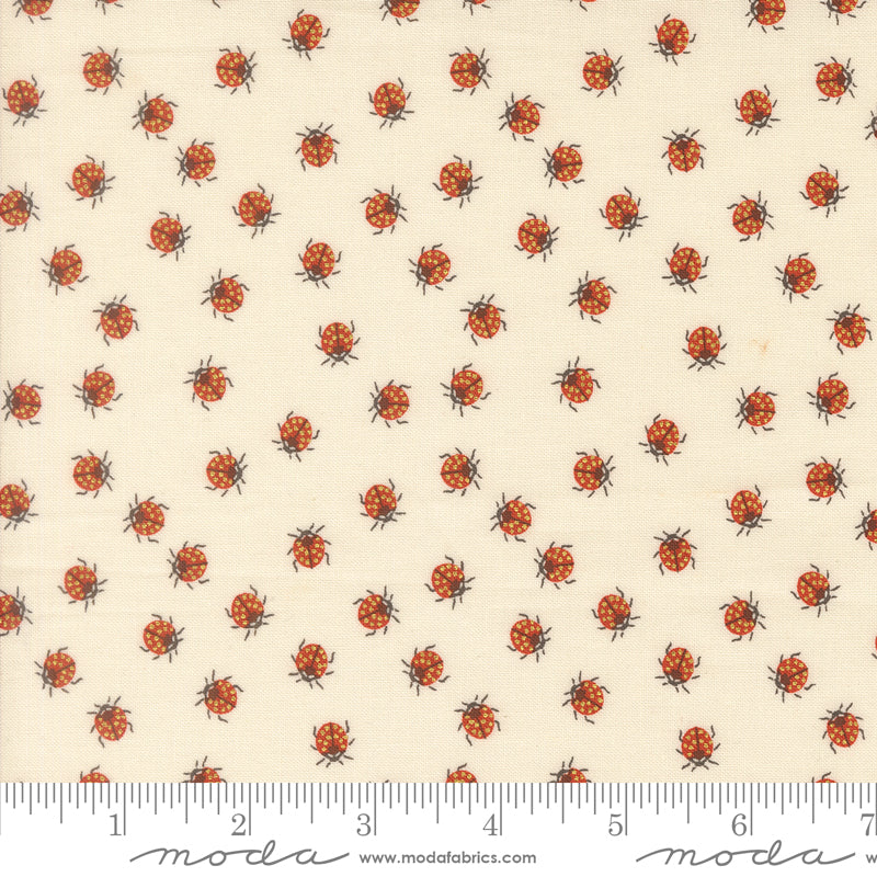 Bitty Bugs in Eggshell Metallic from Ladybug Whimsy by Gingiber for Moda, Designer Fabric
