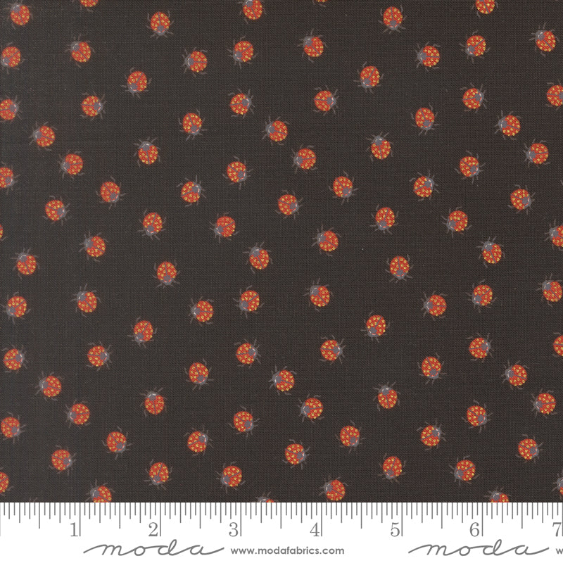 Bitty Bugs in Midnight Metallic from Ladybug Whimsy by Gingiber for Moda, Designer Fabric