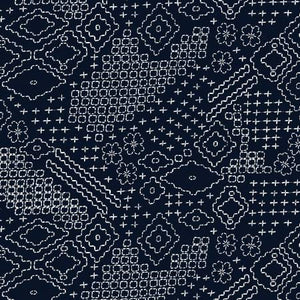 Indigo Sashiko Sampler 108in Wide