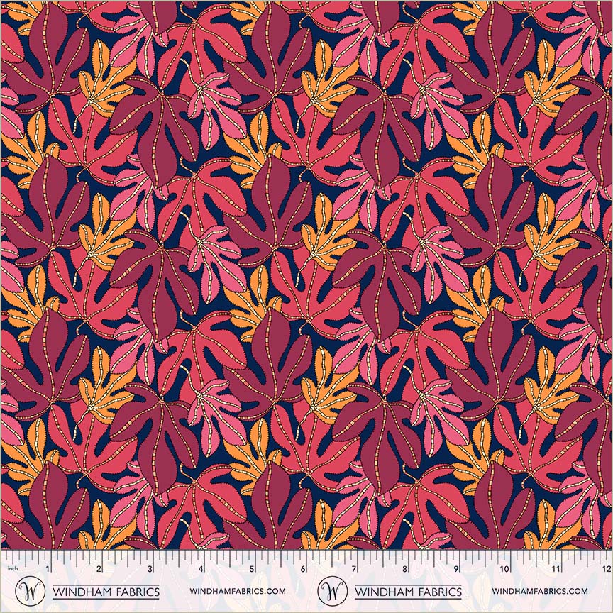 Monstera in Indigo from Sunshine by Sally Kelly for Windham Fabrics, Designer Fabric