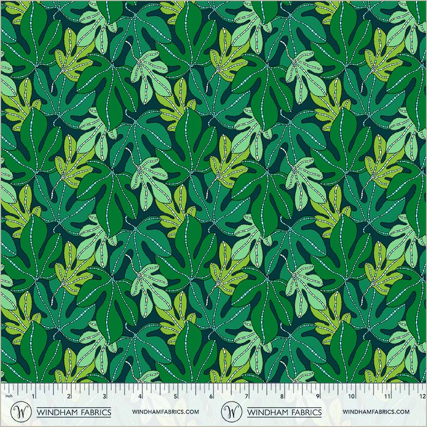 Monstera in Forest from Sunshine by Sally Kelly for Windham Fabrics, Designer Fabric