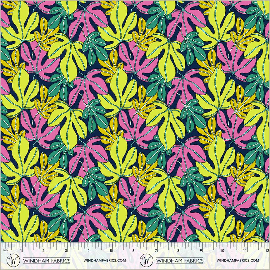 Monstera in Multi from Sunshine by Sally Kelly for Windham Fabrics, Designer Fabric