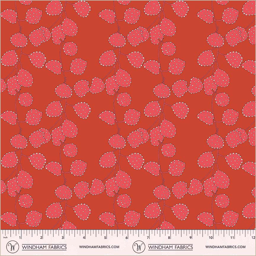 Honesty in Crimson from Sunshine by Sally Kelly for Windham Fabrics, Designer Fabric
