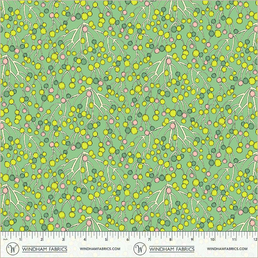 Huckleberry in Mint from Sunshine by Sally Kelly for Windham Fabrics, Designer Fabric