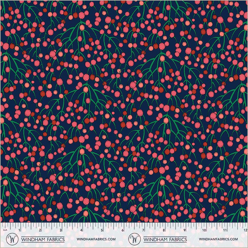 Huckleberry in Indigo from Sunshine by Sally Kelly for Windham Fabrics, Designer Fabric