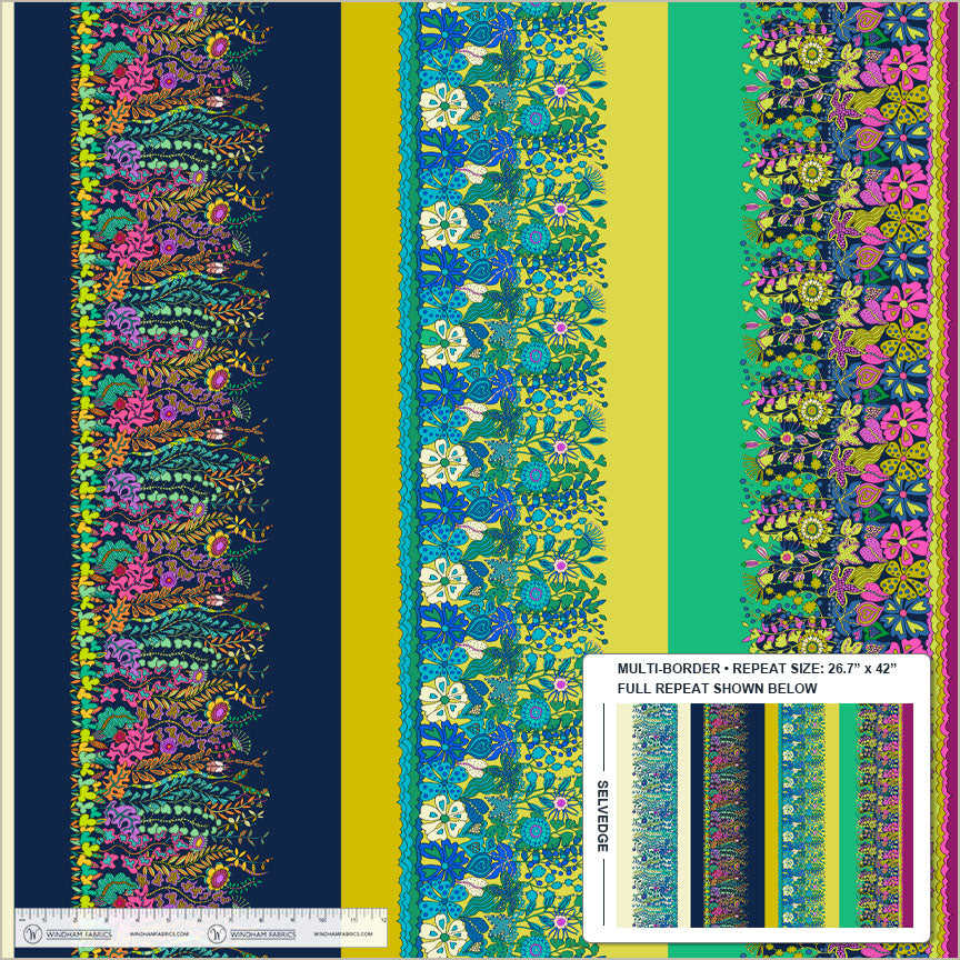 Hedgerow in Multi from Sunshine by Sally Kelly for Windham Fabrics, Designer Fabric