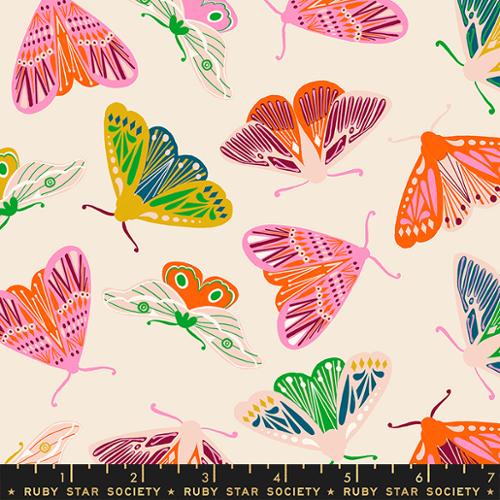 Fluttering Moth in Natural - Flowerland by Melody Miller for Moda Fabrics