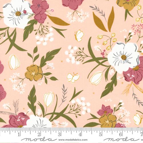 Woodland Bouquet Florals in Strawberry Cream for Evermore -by Sweetfire Road for Moda