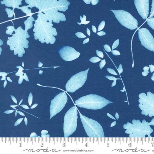 Herschel Florals Leaf in Prussian for Bluebell by Janet Clare for Moda Fabric