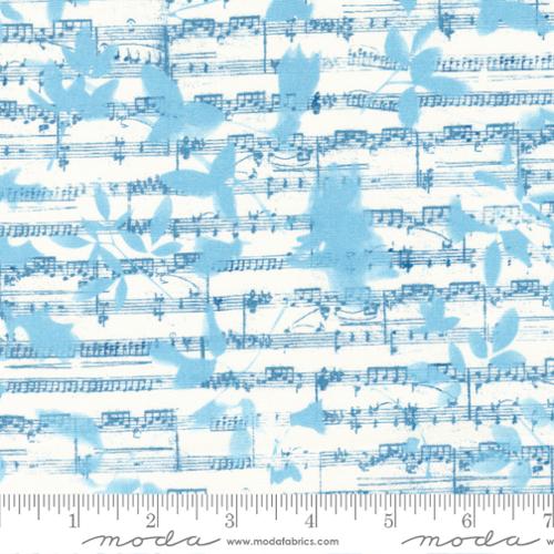 Peploe Novelty Music Notes in Cloud for Bluebell by Janet Clare for Moda Fabric