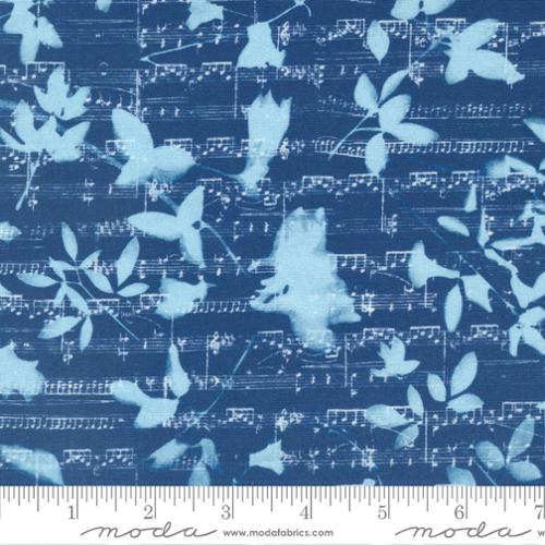 Peploe Novelty Music Notes in Prussian for Bluebell by Janet Clare for Moda Fabric