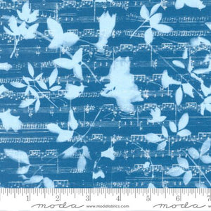 Peploe Novelty Music Notes in Cyan for Bluebell by Janet Clare for Moda Fabric