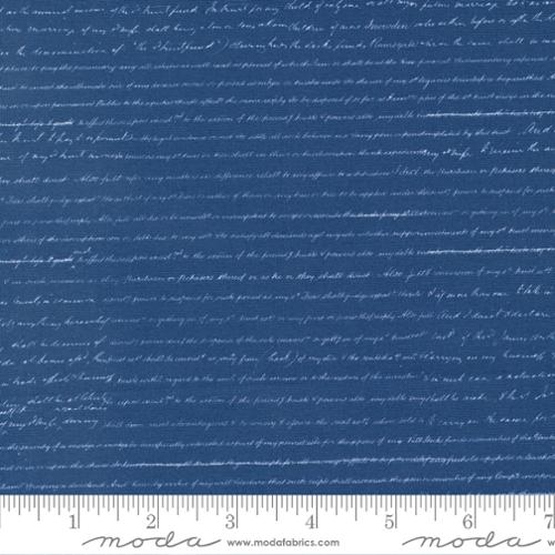 Blueprint Text in Prussian for Bluebell by Janet Clare for Moda Fabric