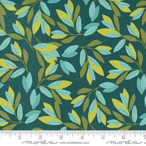 Leaves in Lagoon - Willow by 1 Canoe 2 for Moda Fabrics