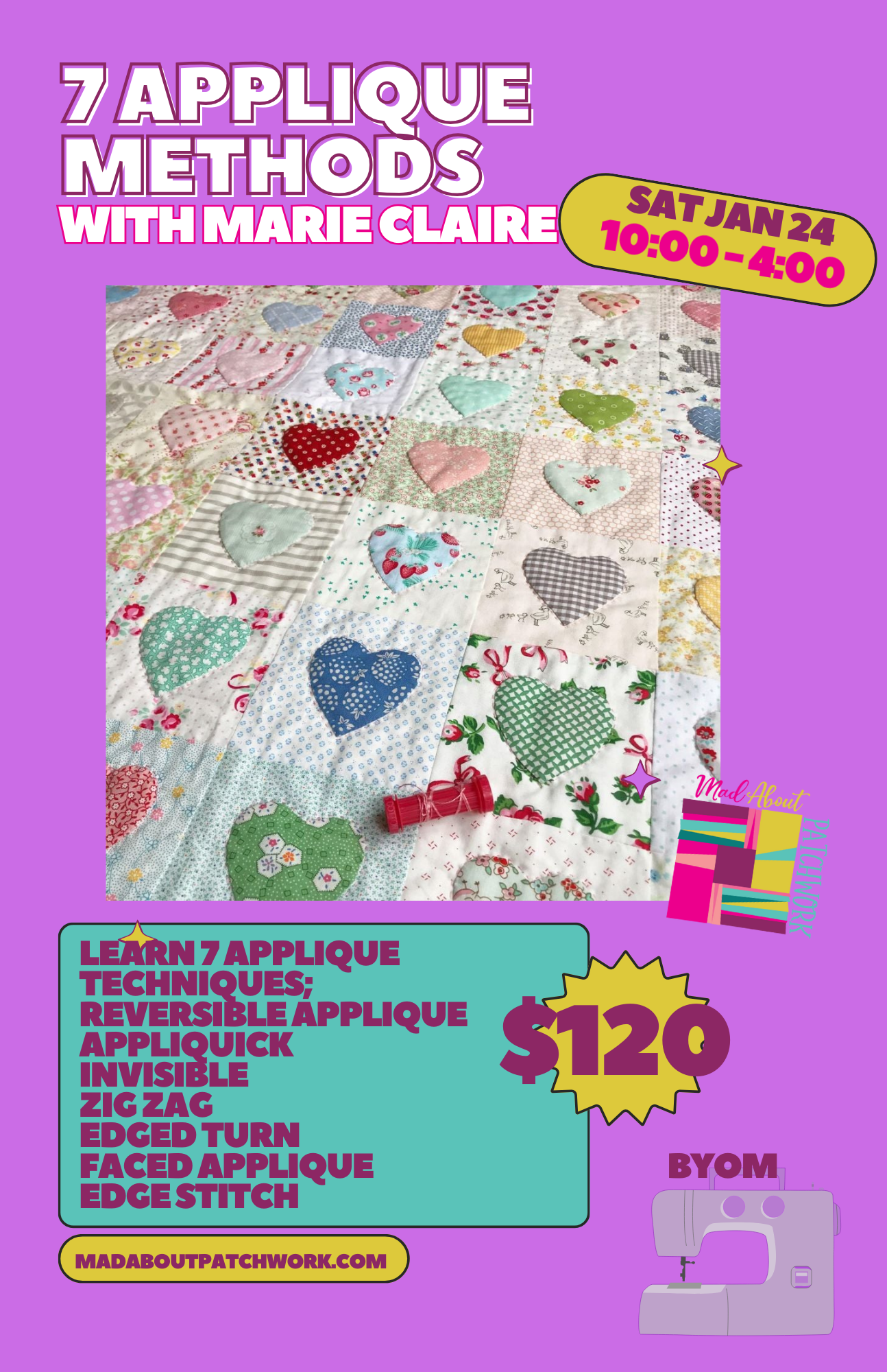 Learn to Love Applique - 7 Applique techniques Class