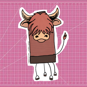 Highland Coo (Cow) Sticker  - Mad About Patchwork Sticker