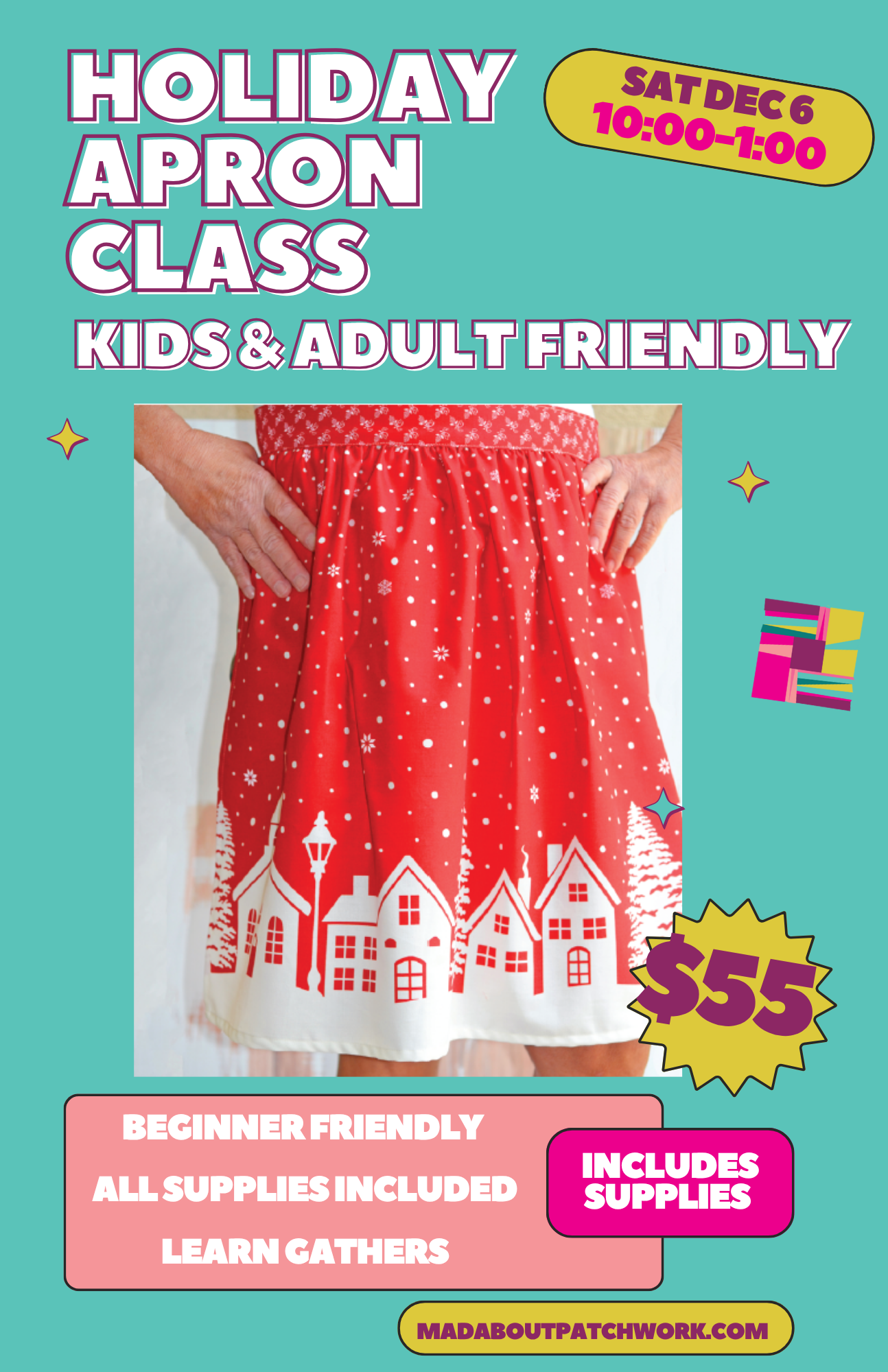 Holiday Apron Class (Kids & Adult Friendly)