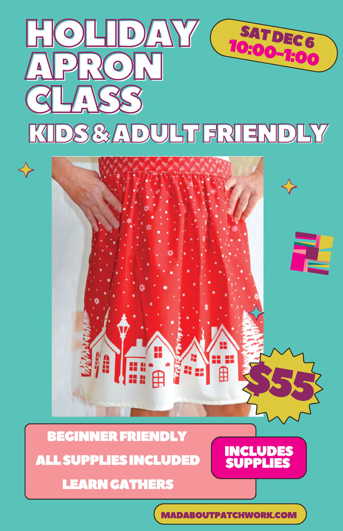 Holiday Apron Class (Kids & Adult Friendly)