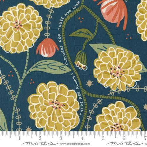 Matisse's Garden in Midnight for Imaginary Flowers by Gingiber for Moda
