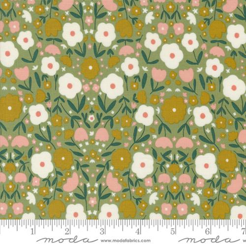 Peppy Petals in Sage for Imaginary Flowers by Gingiber for Moda