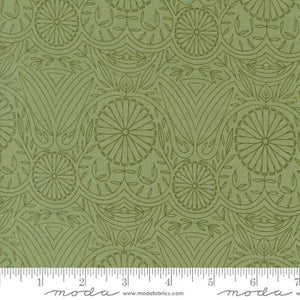 Flower Lines Damask in Sage for Imaginary Flowers by Gingiber for Moda
