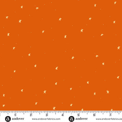 Starlit Sky in Orange for Celestial Garden for Andover Fabrics