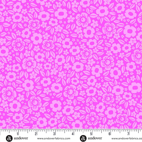 Floral Fright in Pink from Ghostly Garden by KP Creates for Andover Fabrics