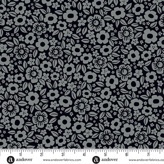 Floral Fright in Black from Ghostly Garden by KP Creates for Andover Fabrics