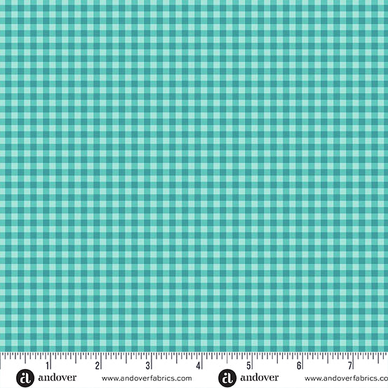 Bitty Gingham in Aqua from Ghostly Garden by KP Creates for Andover Fabrics