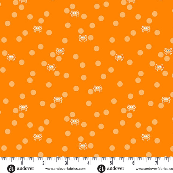 Spin and Spot in Orange from Ghostly Garden by KP Creates for Andover Fabrics