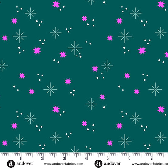 Stardust in Teal from Ghostly Garden by KP Creates for Andover Fabrics