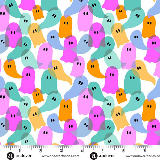Ghost Party in Multi from Ghostly Garden by KP Creates for Andover Fabrics