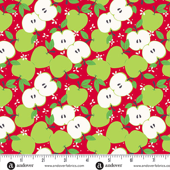 Apples in Red Delicious from Back to School by Seek to Spring for Andover Fabrics, Designer Fabric