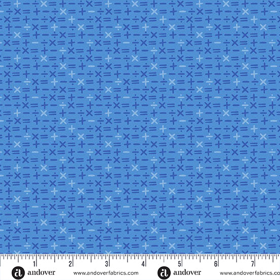 Math Symbols in Denim from Back to School by Seek to Spring for Andover Fabrics, Designer Fabric