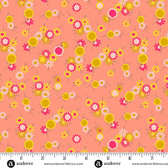 Daisy Chain in Flamingo from Jinny by Alison Glass for Andover Fabrics, Designer Fabric