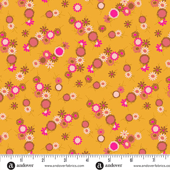 Daisy Chain in Marigold from Jinny by Alison Glass for Andover Fabrics, Designer Fabric
