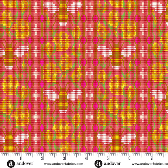 Beadwork in Cardinal from Jinny by Alison Glass for Andover Fabrics, Designer Fabric