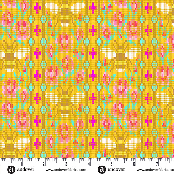 Beadwork in Honey from Jinny by Alison Glass for Andover Fabrics, Designer Fabric