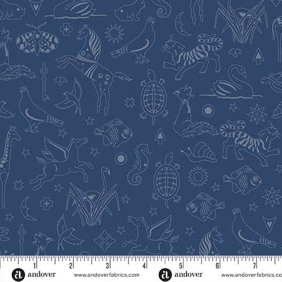 Philately in Denim from Shadow 2026 by Alison Glass for Andover Fabrics