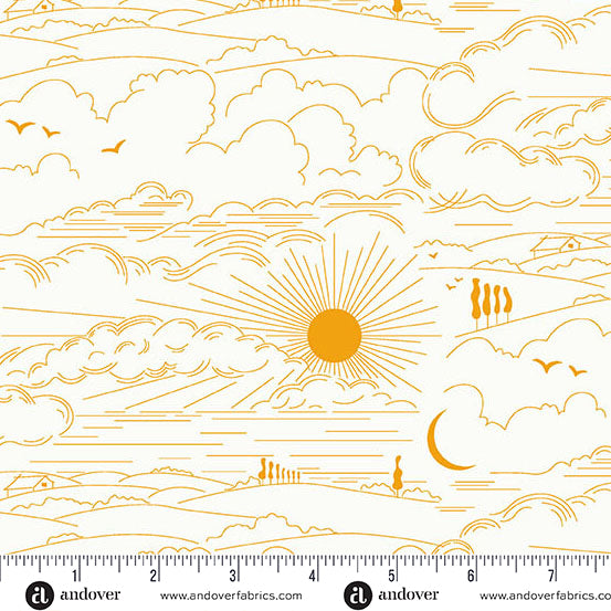 Dwell in Marigold from Sun Print Whisper by Alison Glass for Andover Fabrics