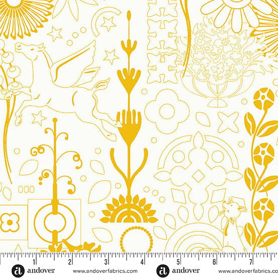 Cameo in Sunshine from Sun Print Whisper by Alison Glass for Andover Fabrics