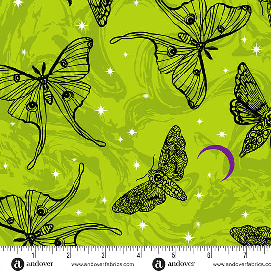 Mystic Moths in Venom from Phantasm by Libs Elliot for Andover Fabrics