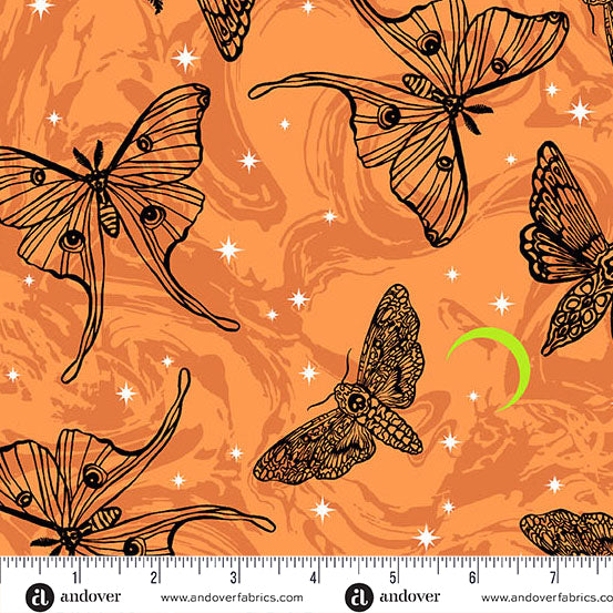 Mystic Moths in Flame from Phantasm by Libs Elliot for Andover Fabrics